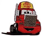 MACK Super-Liner Superliner Truck carrying Lightning McQueen red race car in Cars Pixar Disney Movie Embroidered Iron On / Sew On Patch