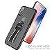 iPhone X/XS Case with Finger Straps & Ring Holder Kickstand, Slim Fit Hard Cover with Grips Loop for Apple iPhone X/10/XS, Support Magnetic Car Mount and Wireless Charging (Black)