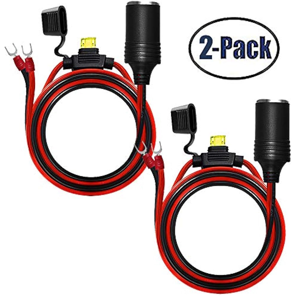 2Pack Cigarette Lighter & Parts Female 1.6FT Outlet Ring Terminal Plug