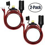 2Pack Female Cigarette Lighter 1.6FT Outlet Ring Terminal Plug Power Supply Cord 12V 16AWG Heavy Duty Cable Accessory 15A Fused DC Power 12 24 Volt Socket for Car Tire Inflator Air Pump By ZHSMS
