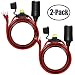 2Pack Female Cigarette Lighter 1.6FT Outlet Ring Terminal Plug Power Supply Cord 12V 16AWG Heavy Duty Cable Accessory 15A Fused DC Power 12 24 Volt Socket for Car Tire Inflator Air Pump By ZHSMS