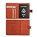 Vivefox RFID Leather Passport Holder Cover - Travel Passport Wallet Document Organizer Id Card Case (Brown- 1 (with Magnet Button))