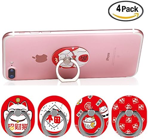 Cell Phone Finger Ring Holder,Ditan,Good Quality for Men,Girl and Women,Universal360°Rotation Kickstand Car Accessories Stand Mount Grip,Chinese New Year,iPhone iPad Samsung Nokia Smartphones(Pack-4)
