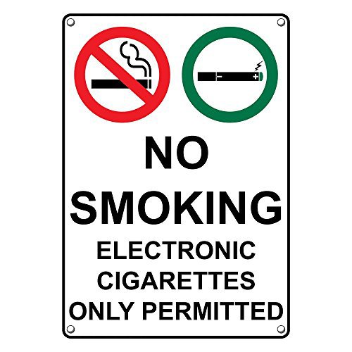 Weatherproof Plastic Vertical No Smoking Electronic Cigarettes Only Permitted Sign with English Text and Symbol