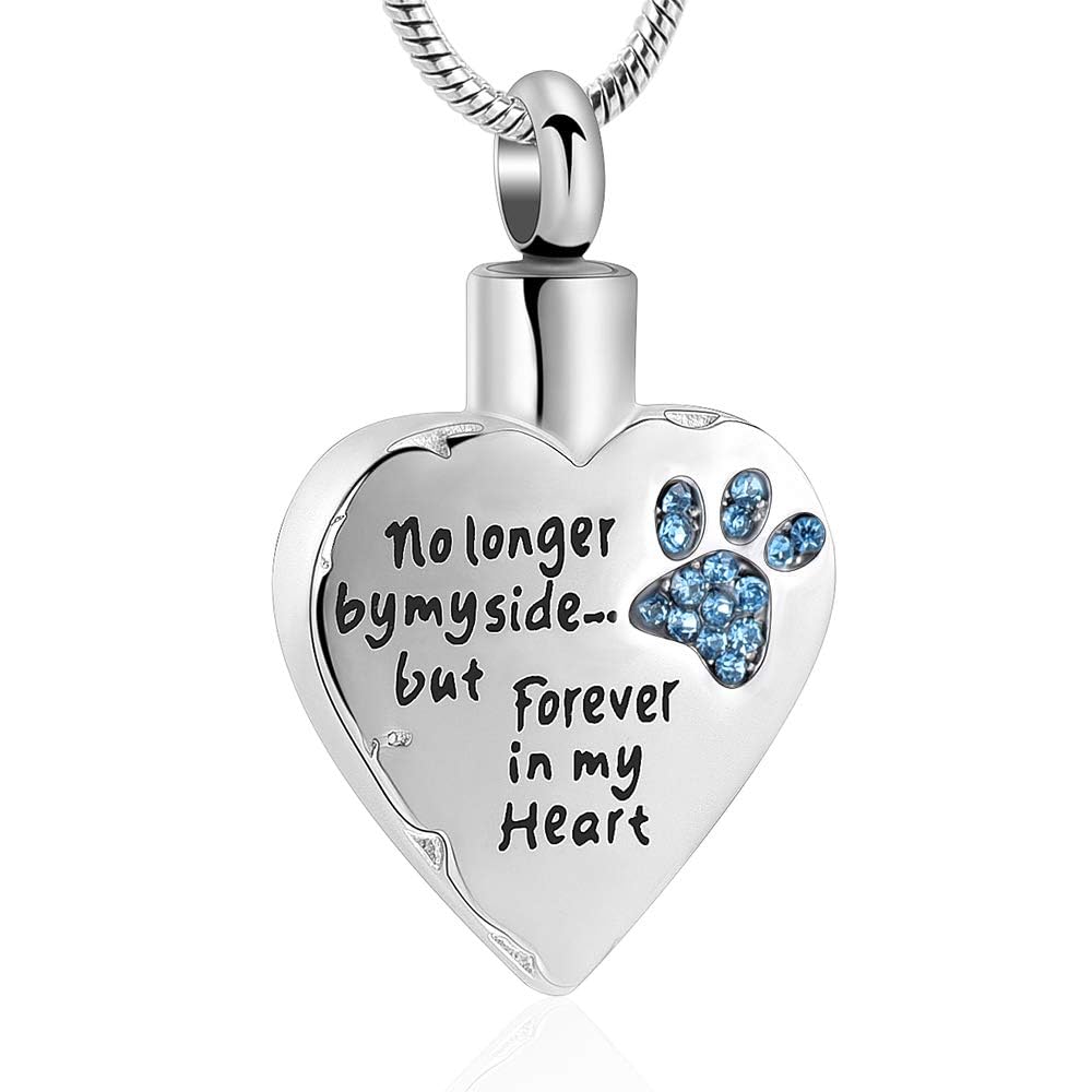 QGJNSGC Pet Cremation Jewellery Stainess Steel Heart Urn Necklace for Ashes Keepsake Ashes Necklace Dog Cat Paw Memorial Urn Pendant for Women Men