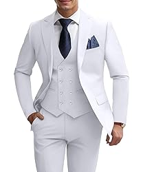 Men's 3 Piece Slim Fit Suit, White Wedding Suits