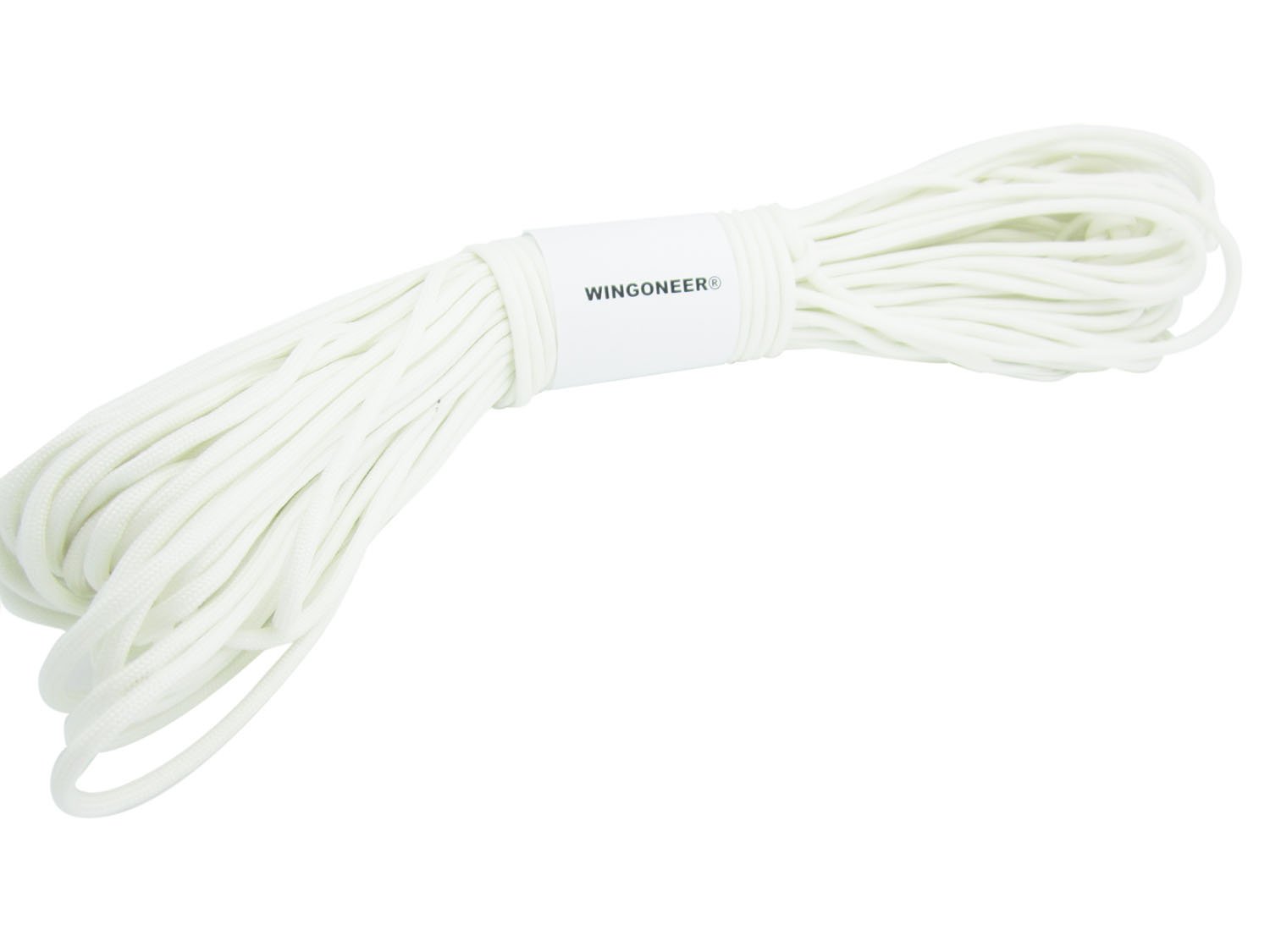 WINGONEER Glow in the Dark 100m 7 Core 550 Paracord Nylon Beach Paracord Camping Rope 30m (White)