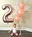 Jumbo 40 inch Mylar Foil Rose Gold Balloon Number 21, with 5 Confetti Balloons and 5 Rosegold Latex Balloons and Bonus String for Happy Birthday Party Supplies||