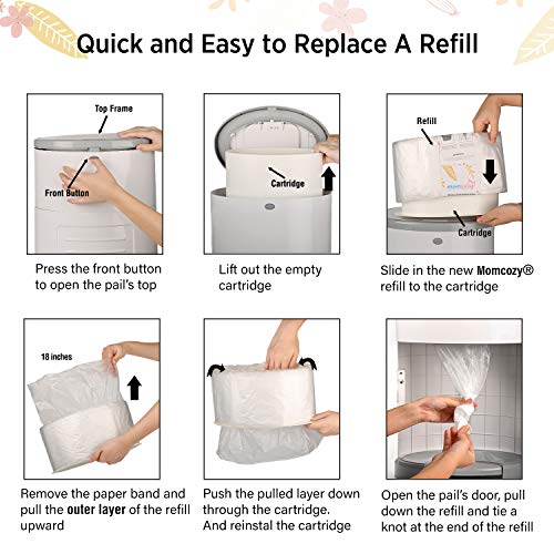 Momcozy Diaper Pail Refills Compatible For Dekor Plus, 3 Pack Vanilla