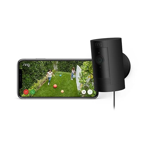 Certified Refurbished Ring Outdoor Camera Plug-In (Stick Up Cam) | Security Camera with HD1080p video, Two-Way Talk, Wifi, Works with Alexa | alternative to CCTV system | 30-day free trial-Ring Home