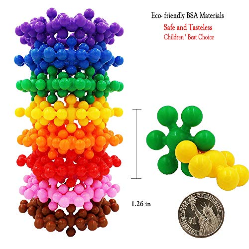 SHAWE Kids Building Block Toy, 90 Pieces Mighty Molecules Big Size STEM Toys, Interlocking Solid PE Plastic Building Sets, Educational Games, Sensory Fidget Toys, Safe Material for Kids