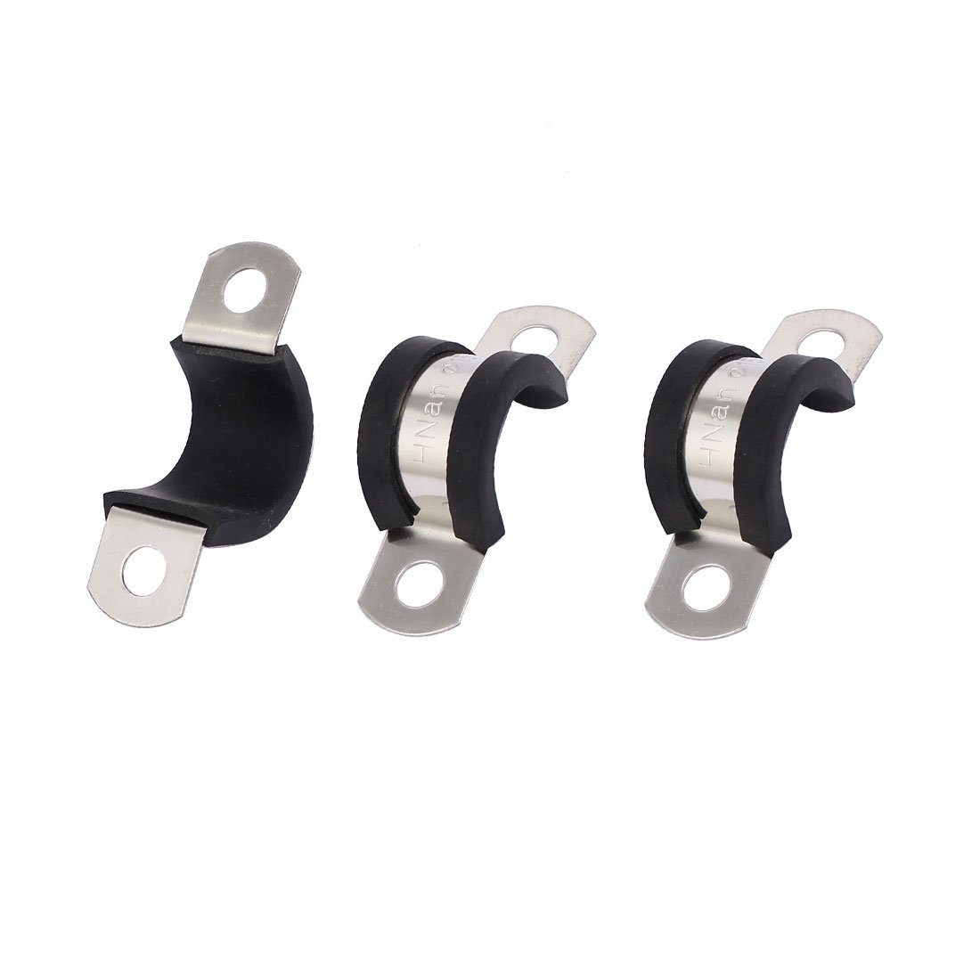 Sourcingmap 15mm Dia EPDM Rubber Lined U Shaped Pipe Tube Wire Clamps Clips 3pcs