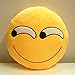 LI&HI 32cm Emoji Smiley Emoticon Yellow Round Cushion Pillow Stuffed Plush Soft Toy-Independent Vacuum Packing (Treacherous)