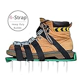 (NEW Version) LTC-Shop Lawn Aerator Shoes with 4 Adjustable Straps and Metal Buckles, Heavy Duty Garden Spikes Sandals for Aerating Lawns, Lawn Aeration Tool for Yard - Free size (Green)