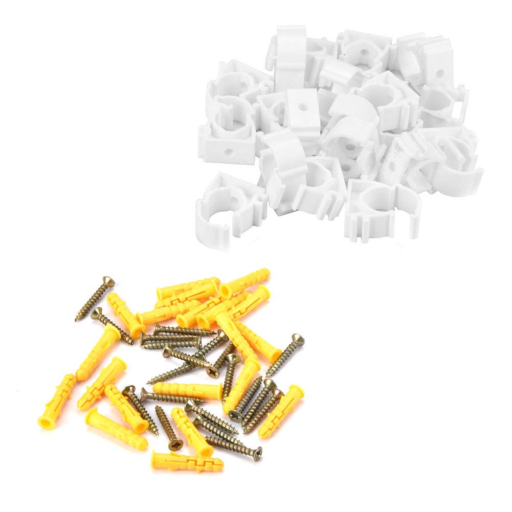 20 Pcs 16/20/25/32mm Plastic Pipe Clamps for Water Gas Pipes PPR Pipe Support Fix with Screws Included