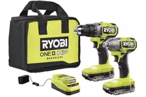 RYOBI ONE+ HP 18V Brushless Cordless Combo Kit w/ 1/2 in. Drill, 1/4 in. Impact Driver (2) 2.0 Ah Batteries, Charger and Bag