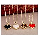 ChineOn Korean Fashion Beautiful Enamel Love Heart Shape Gold border Necklace Pendant