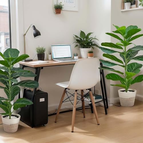 ORCHID M®Artificial Fiddle Leaf Fig Trees, Tropical Theme Artificial Ficus Lyrata Fake Potted Plant with Cotton Rope Baskets for Home Office Bedroom Decoration Gifts(82cm)