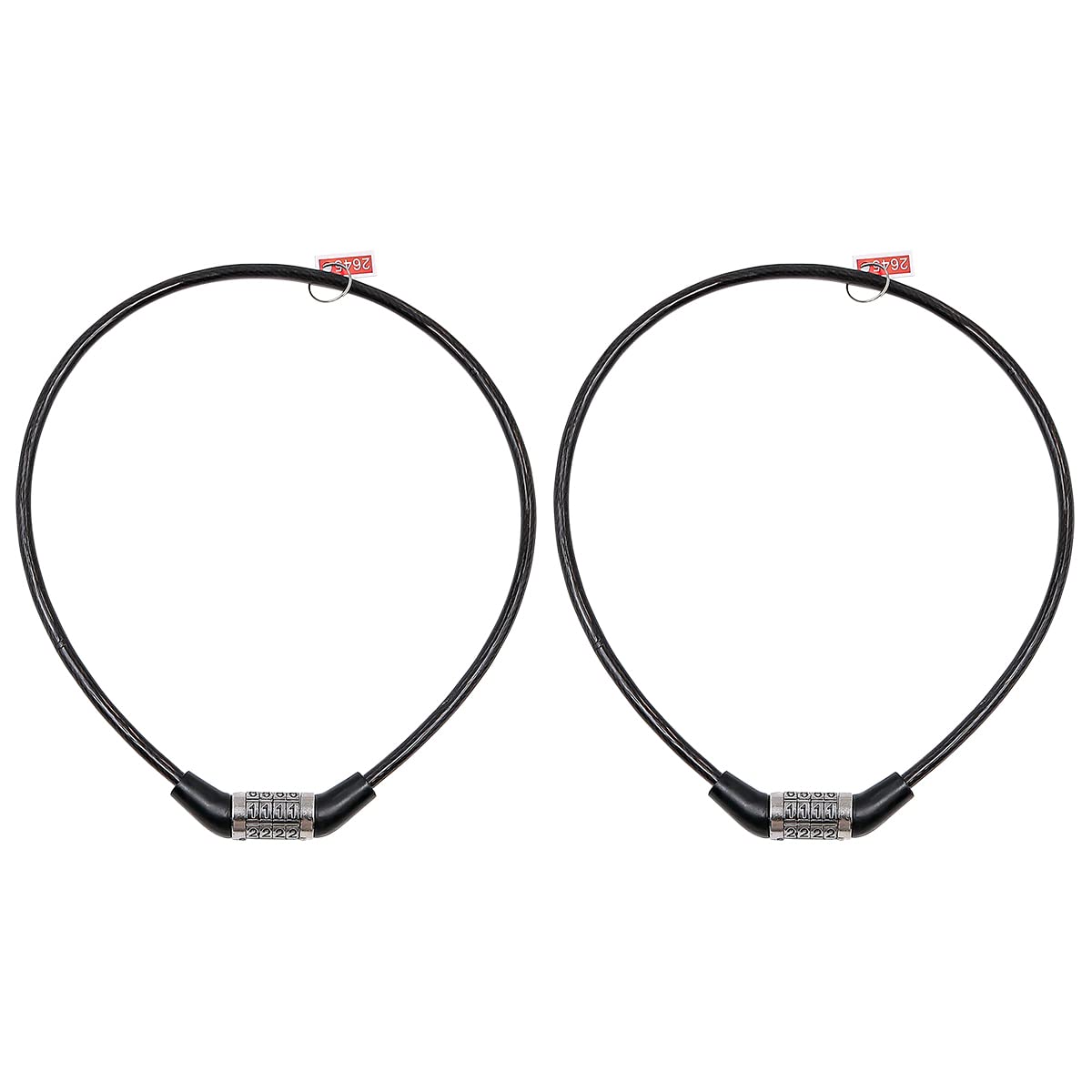 Pack of 2 NUZAMAS Bicycle Combination Chain Lock Cable, 600mm, 4-Digit Number Fixed Code Combination Bike Password Lock, Bike Chain Locks for Bicycle Outdoors