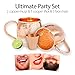 Coppermania Moscow Mule 100% Pure Copper Mugs Set Of 2 - 16 Oz Each Cup (Handcrafted, Hammered, Unlined, Solid) & 3 Exciting Party Face Mats