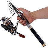 Sougayilang Fishing Rod Reel Combos Pocket Portable Fishing Pole with Left Right Hand Spinning Reel for Outdoor Travel Freshwater Fishing