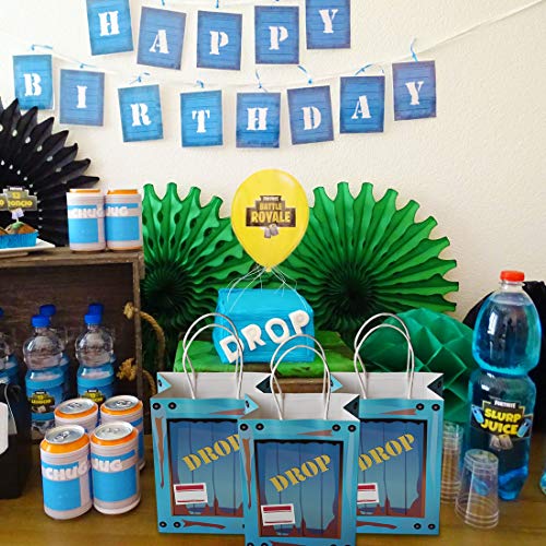 DMIGHT Birthday Party Supplies for Game Fans, 172 pcs Gaming Theme Party Decorations - Include Balloons, Party Favors Bags, Table Cover, Popcorn Box, Banner, Stickers, Cake Toppers - Thumbnail 4