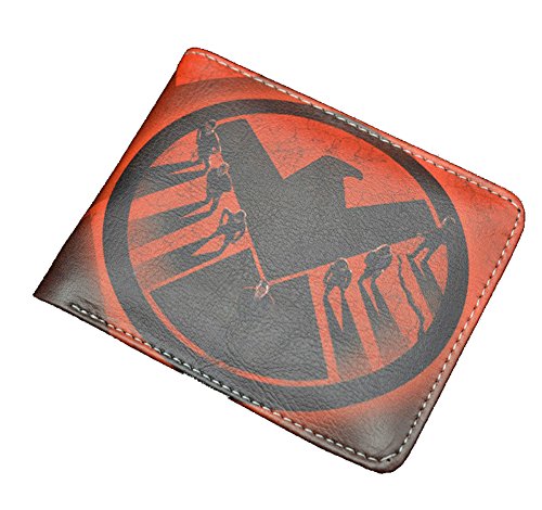 Marvel Comics Agents of S.H.I.E.L.D. (Agents of Shield) Logo Red Leather Bi Fold Wallet with Gift Box