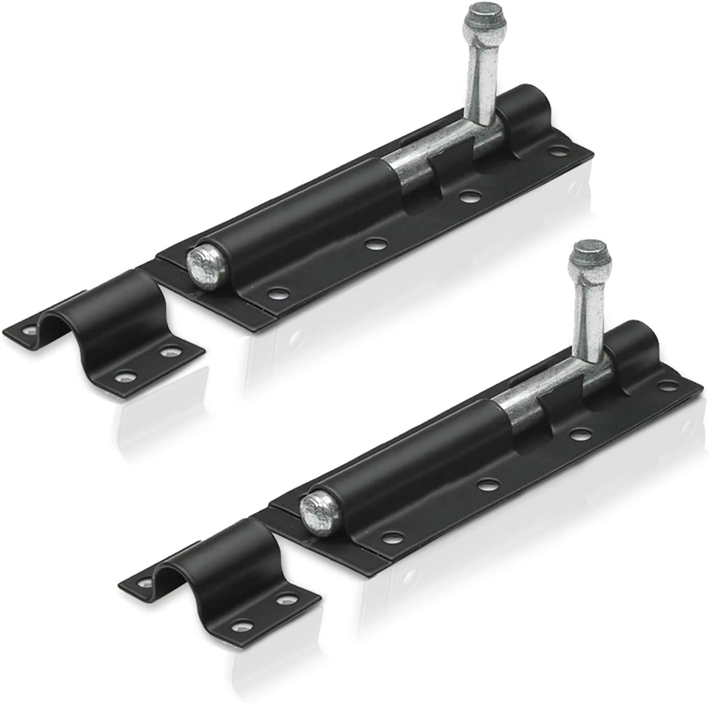 2 Pack Heavy Duty Tower Bolt Black 200mm (8"), Door Lock Bolt, Strong Black Coated Door Barrel Bolt, Durable Slide Bolt for Increasing Security on Garden Gates & Shed Doors