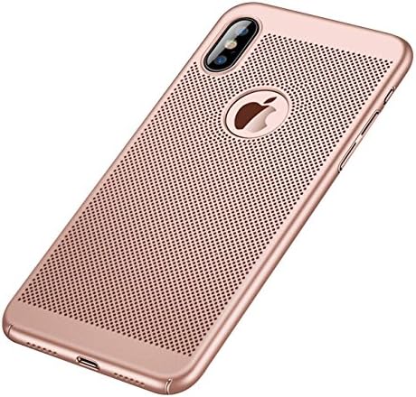 iPhone X Case, Random Gadgets™ Ultra Slim Mesh Case Lightweight Heat Dissipation Anti-Scratch Premium Hard PC Shell Protective Case Cover for iPhone X (Cute Rose)
