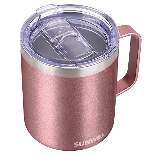 SUNWILL Coffee Mug with Handle, 14oz Insulated Stainless Steel Coffee
