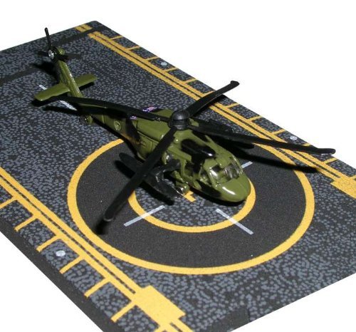 Hot Wings Black Hawk Helicopter with Connectible Runway Die Cast Plane