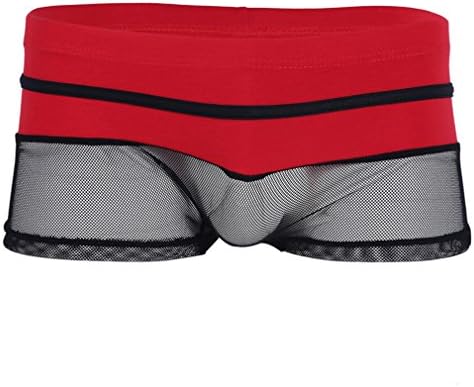 Hat11 Fashion Sexy Gay Mens Lingerie Mesh Transparent Color Matching Boxer Underwear Sexy Men's Lingerie Low Rise Mesh Semi