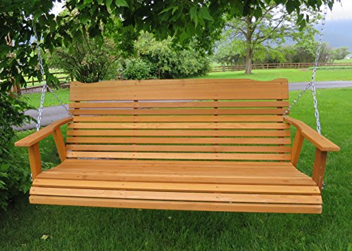 Kilmer Creek 5' Cedar Porch Swing W/stained Finish, Amish Crafted - Includes Chain & Springs - Thumbnail 2