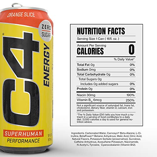 C4 Energy Carbonated Zero Sugar Energy Drink, Pre Workout Drink + Beta