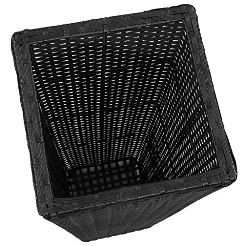 vidaXL 3X Hochbeet Poly Rattan Schwarz Blumenkübel Blumentopf Pflanzkübel – Bild 6
