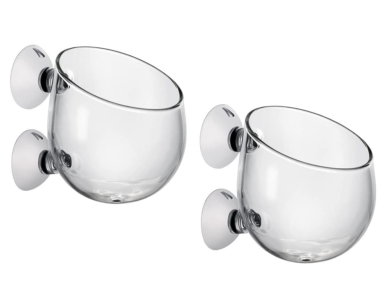 SCSpecial Aquatic Plant Cups 2 Pieces Crystal Glass Plant Pot with 2 Suction Cups for Aquarium Decoration