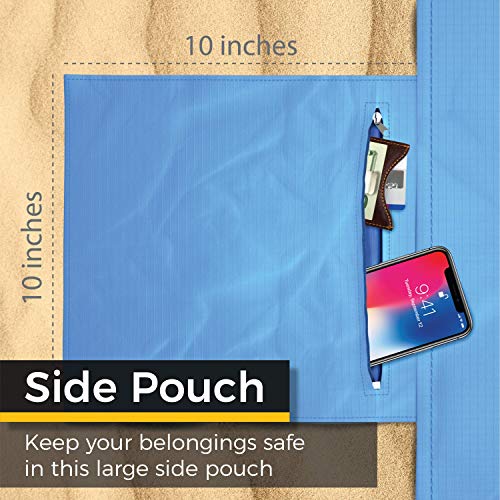 HoneyBull Outdoor Blanket/Beach Blanket [55x70] Pocket Sized Picnic Blanket with Travel Bag - Blue - Thumbnail 3