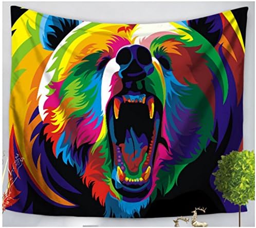 KRWHTS Mandala Tapestry Grizzly Bear Wall Tapestry Bohemian Bedspread Dorm Decor150130cm(60" 52")