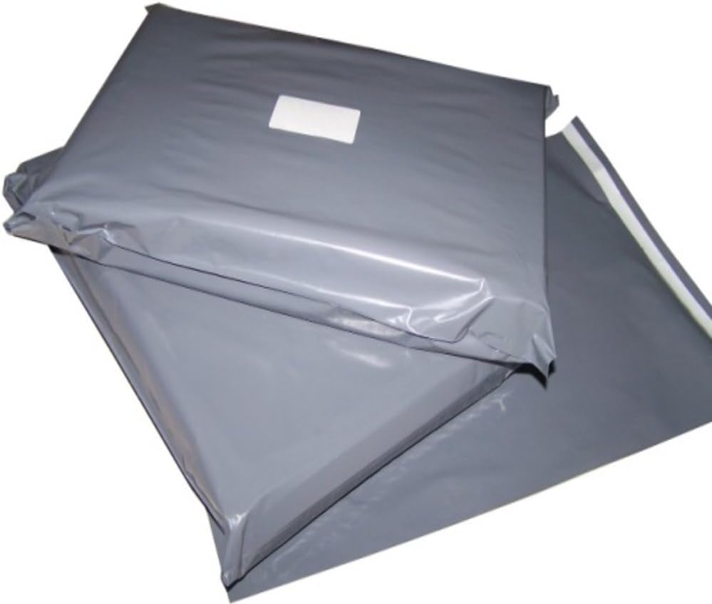 75X Grey Colour Plastic Polythene Peel + Seal Mailing Postal Bags Large Size 16 x 21" / 400 x 525mm Self Seal Packing Packaging Postage Mail Sacks Envelopes Mailers