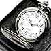 WIOR Classic Smooth Vintage Pocket Watch Sliver Steel Men Watch with 14’’ Chain for Xmas Fathers Day Gift