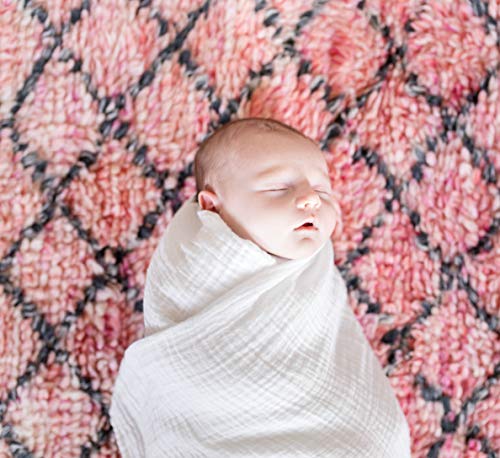 image for Organic Natural Cotton Muslin Swaddle Blanket - Extra Soft and Natural