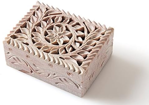 Crossing Seven Seas Handmade Cute Jewelry Box for Girls with Fine Detail of Jaali Lattice Work from India, Trinket Box, Keepsake Box
