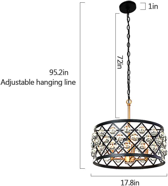 KARMIQI Crystal Chandelier Light Fixture 4-Light Ceiling Light, Bulbs Included, Vintage Modern Farmhouse Pendant Light for Dining Room Kitchen Island - - 