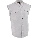 Milwaukee Leather DM1002 Men's Black Lightweight Denim Shirt with Frayed Cut Off Sleeveless