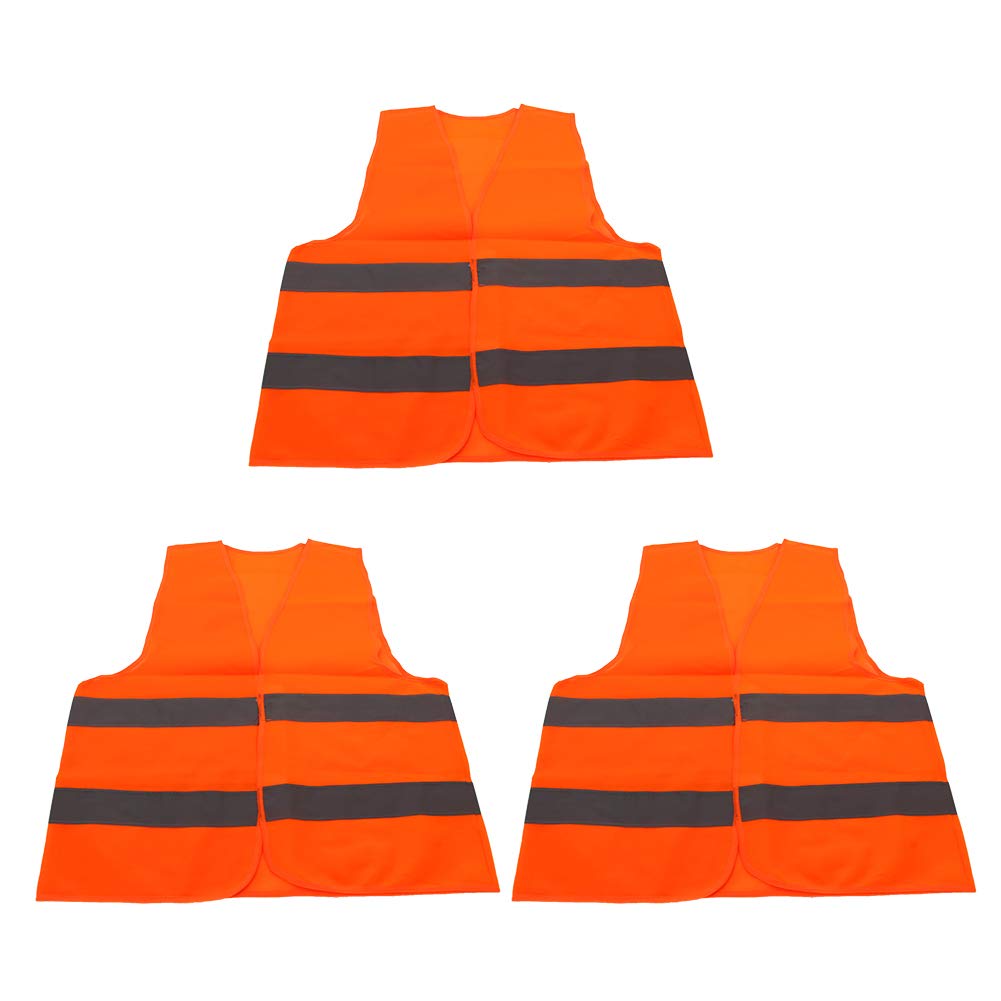 Othmro Safety Vest High Visibility Orange 85G warp Knitted Fabric Safety Vests for Men and Women 3pcs