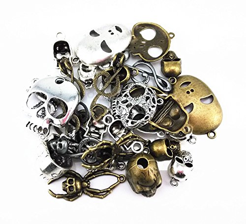 yueton?100 Gram (Approx 30pcs) Assorted DIY Antique Skull Charms Pendant Craft Making Accessory (Skull)