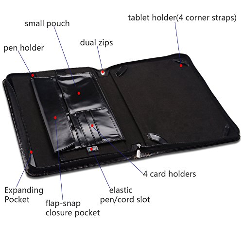 Leather Business Portfolio Professional Organizer A4 Document Folder Notepad Padfolio Case for Galaxy TabPro S 12