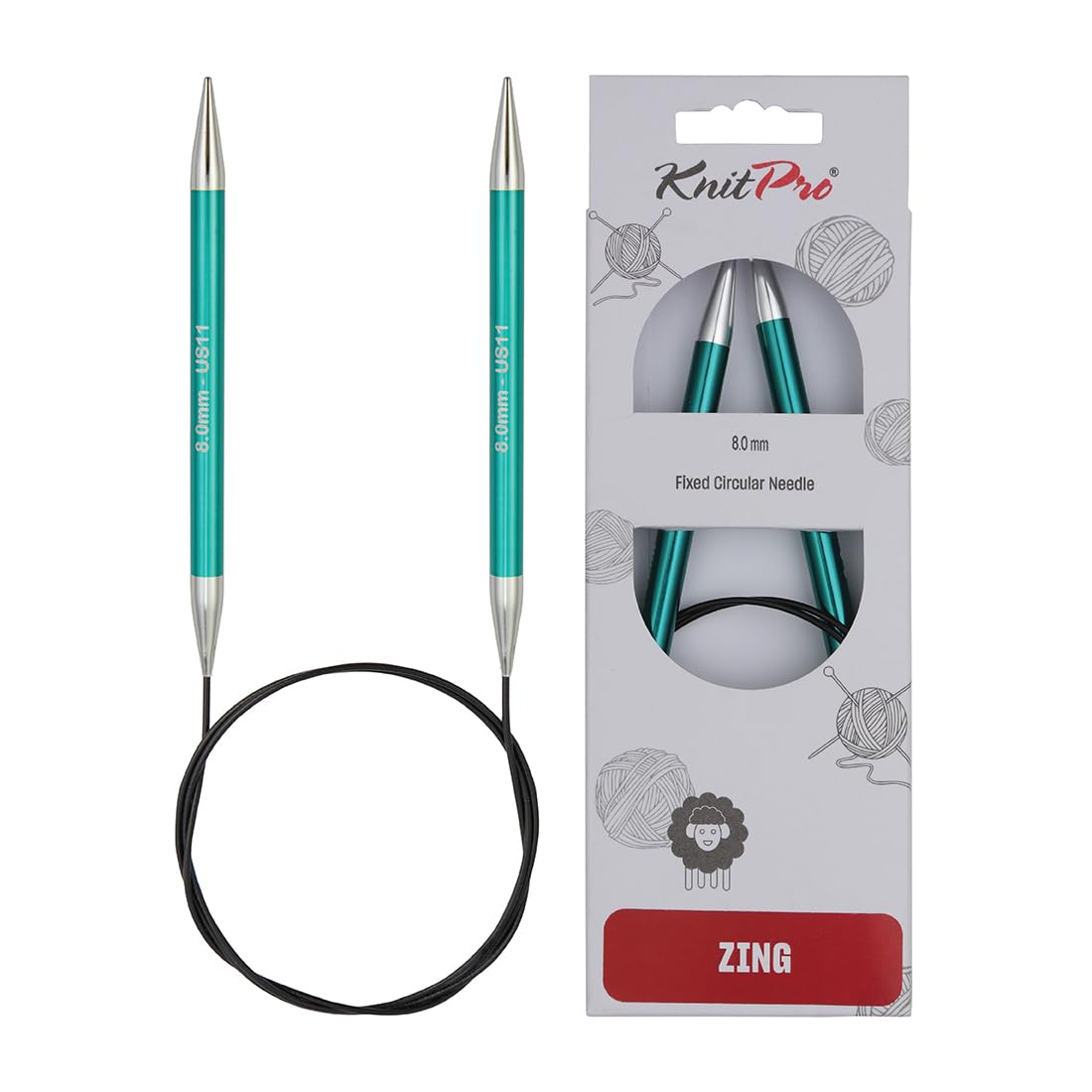 KnitPro Zing Fixed Circular Needles 47" (120cm) | Size 8.00mm