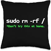 Linux Sudo rm rf Programmer, Engineer, Opensource Funny Throw Pillow