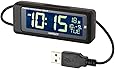 ナポレックス 車用 電波時計 Fizz ブラック常時点灯 ホワイトLED USB給電 大型液晶 角度調整可 NAPOLEX Fizz-1083